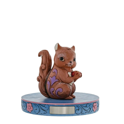 Chipmunk Holding a Nut Mini Figurine From Jim Shore Heartwood Creek Folk Art Collection, handcrafted and multicolor, on display