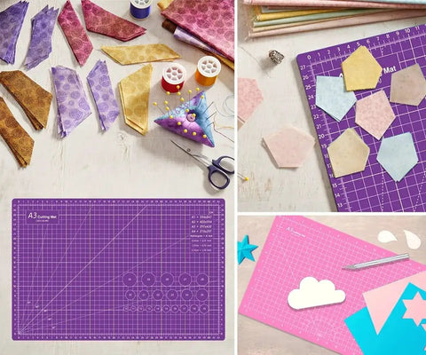 Thickened Self Healing Cutting Mat 18x12 Inch A3 Rotary Cutting Sewing Mat Double Sided 5 Ply Pro Grade Craft Surface Pink Purple Headley Tools