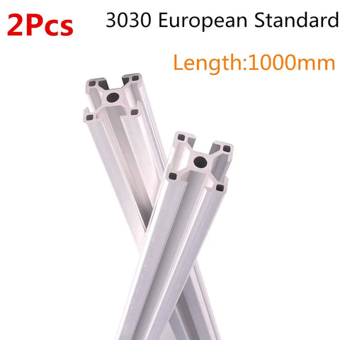 30x30 Aluminum Extrusion 1000mm 2 Pack T Slot Rails European Standard Anodized Silver