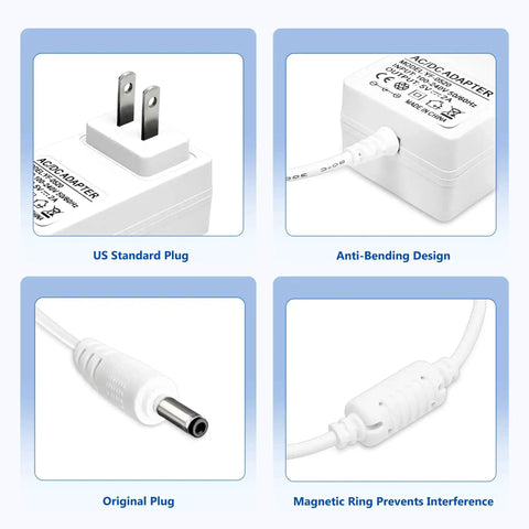 5V Replacement Power Adapter For Rest Series Sleep Machines Night Lights And Sleep Trainers With Barrel Plug 6.56ft Cable Delivers Stable 2A DC Output Compatible With Rest Plus And Rest Mini with US standard plug and anti-bending design.