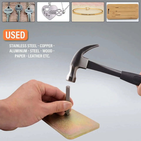 Letter And Number Punch Set One Quarter Inch Steel Stamp Kit For Metal Plastic Wood And Leather Imprinting used with hammer