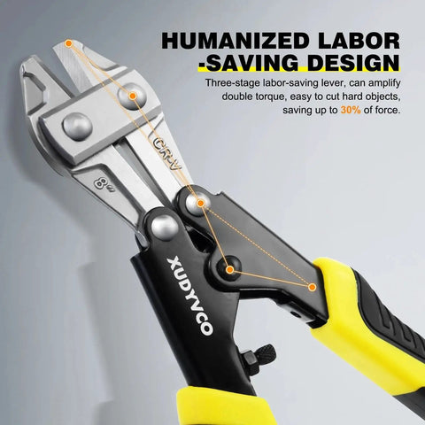 Heavy Duty 8 Inch Bolt Cutter For Wire And Cable Cutting With Non Slip Handle And Labor Saving Spring Loaded Mechanism, Beast Mode Power For Fence Mesh Rivets And Chains XUDYVCO