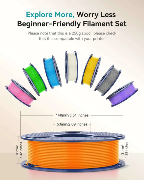 Clear PLA Filament Bundle 1.75mm Multicolor 4 Spools 250g Each Individually Vacuum Packed for 3D Printing Go To Choice