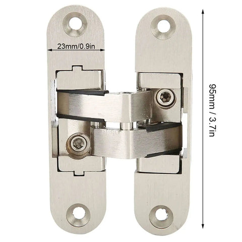 Heavy Duty 3D Zinc Alloy Door Hinge With Nylon Pad for folding doors, 95mm x 23mm, shown in front view with dimensions, durable fittings