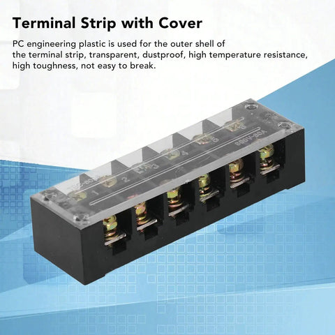 2 Pack 60A 600V Terminal Strip with Clear Cover Dual Row Screw Clamp Wire Terminal Block for Bridge Lighting