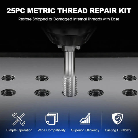 Stainless Steel M7x1 Thread Repair Kit With Twisted Drill And Insertion Tool Twenty Five Piece Set Of Threaded Inserts for stripped holes