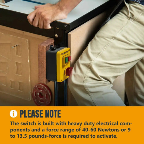 Man installing Magnetic Safety Switch With Emergency Stop For Table Saws Routers Drill Presses And Band Saws 120V 18A Magnetic Switch Box