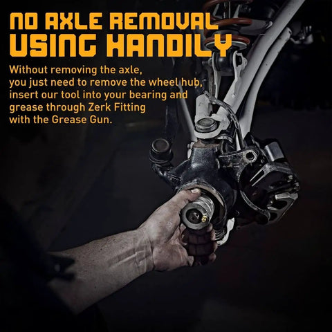 Person using 39mm Wheel Bearing Greaser Tool For Can Am Maverick X3 And MAX Turbo RR 2017 2022 OEM 293350109 on wheel hub
