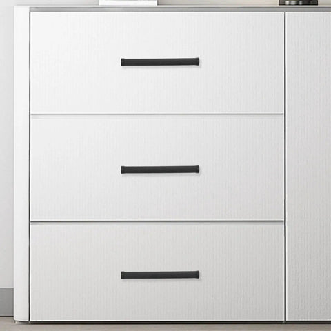 10 Pack 5 Inch Matte Black Knurled Cabinet Pulls For Cabinets And Drawers installed on white drawers