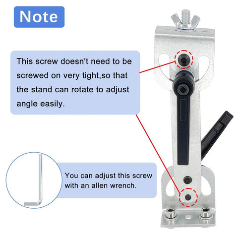 Front view of Beefy Heavy Duty Bracket Column Stand Kit for Reciprocating Linear Actuator, steel construction, M8 and M6 screw holes.