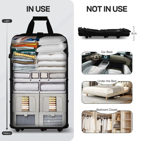 Expandable Rolling Duffle Bag With Wheels For Travel, Large Capacity Foldable Luggage Bag for Men and Women, storage options