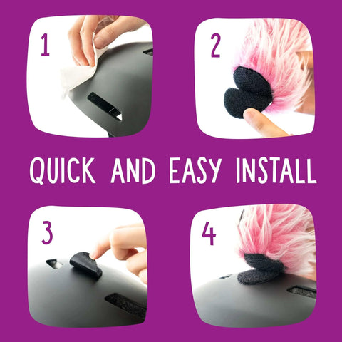 Step-by-step installation guide for Lynx Themed Helmet Ears Accessory Kit With Sticky Hook And Loop Fastener