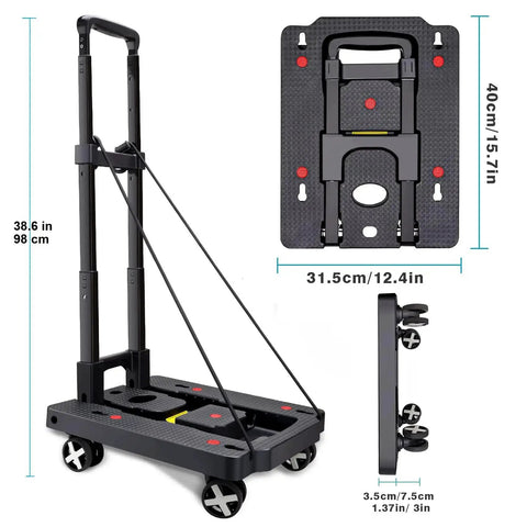 Car Seat Dolly For Airport Travel Cart With Foldable Luggage Trolley And Strong Wheels Includes Two Straps And Two Ratchet Straps