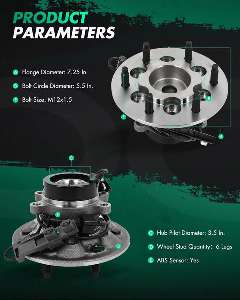 Front Wheel Hub Bearing Assembly For Chevy Colorado And GMC Canyon 2004 2008 5 Lug With ABS, product specifications highlighted