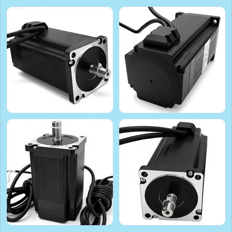 Nema 34 Closed Loop Stepper Motor Kit With 8.5Nm Torque And 1000 Line Encoder For CNC Milling And Engraving, multiple angles shown.