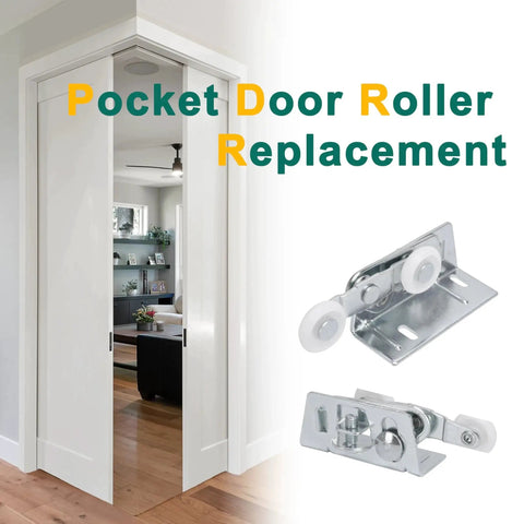 Twin Pocket Door Roller Set With Top Mount Rollers 7/8 Inch Wheels Alloy Steel Construction for replacement or new install.