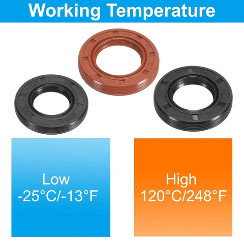 Durable Nitrile Rubber Radial Shaft Seal Set 3 Pcs 35mm x 52mm x 7mm TG4 Cross Section 70A displaying working temperature range