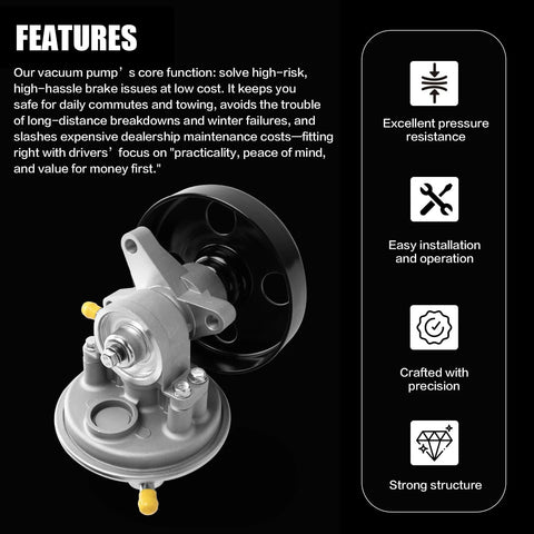 DWLDMLWC 904-862 vacuum pump with pulley; automotive part, gray housing and black pulley, front-left view