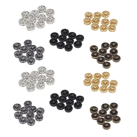 Snap Button Kit 100 Pieces 5mm Mini Metal Snap Fasteners For Doll Clothes Sewing Clothing Repair Skirts And Collars Easy Sew On Replacement And Durable DIY Fashion Craft Projects with assorted colors.