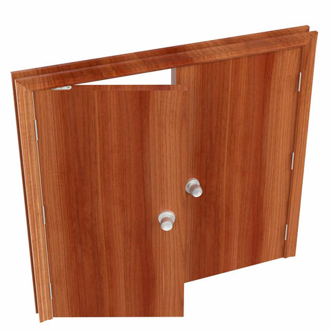 360 Degree Hidden Door Pivot Hinges Set For Secret Doors And Bookcases, 2 Pack XS Size, installed on wooden panel door