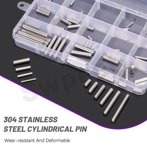Stainless Steel Dowel Pin Kit 110 Piece Set M2 M3 M4 M5 304 Grade For Shelf Support Furniture Assembly And Industrial Maintenance Includes Durable Storage Box And Grab And Go Pins