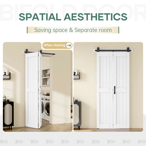 36 Inch By 84 Inch Bifold Barn Door System With Hardware Kit Included For Two Doors Bi Fold Sliding Closet Doors 40 Inch Track Kit