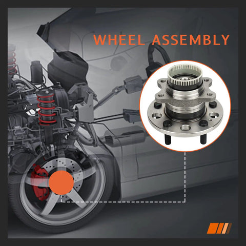 Rear Driver Or Passenger Wheel Hub Bearing Set For Hyundai Azera, Sonata, Tucson And Kia Cadenza, Optima, Rondo, Sportage, Pair, Durable And Corrosion Resistant, FWD Compatible in vehicle diagram.