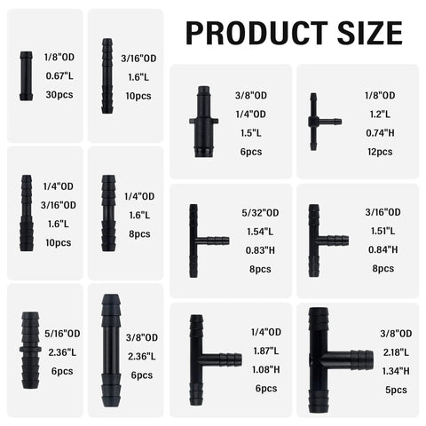 Dope 115 Piece Car Vacuum Hose Connector Kit With 12 Sizes Fittings Tee Straight Reducer Nylon Heat Resistant 240C 460F