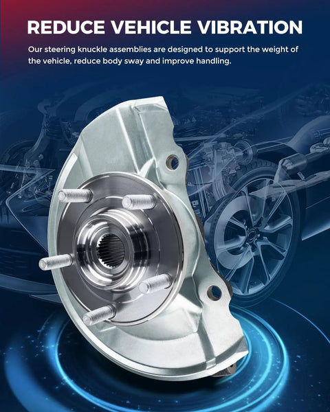 Ford Focus Front Steering Knuckle And Wheel Bearing Hub Assembly 2012 2018 close-up 2 piece set passenger driver side