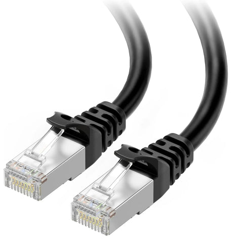 10 Gbps Snagless Shielded Cat6A Ethernet Cable 50ft Black For Fast Gig Speed LAN Networking Shielded RJ45 Cord Cat6A Cord