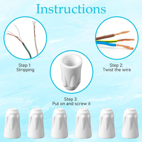 cobee ceramic wire connectors, 36-pack white porcelain high-temperature nuts; illustration shows stripping wires.