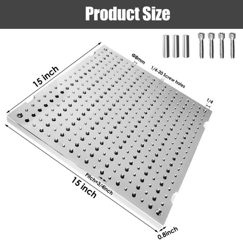 Durable Aluminum 6061 Fixture Plate Jig For CNC Machining 15x15 Inch 0.8 Inch Thick Anodized Workholding Plate with bolts and pins