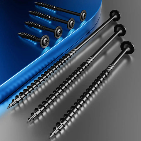 Heavy Duty Lag Screws For Wood 8 By 1 Inch Self Tapping Structural Screws With Washer Head T30 Star Drive Rust Resistant Black Coated Exterior Wood Screws 1 Lb Pack