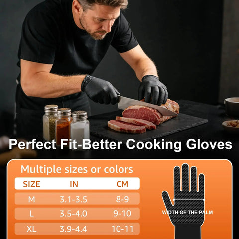 Heavy Duty Nitrile Gloves 10 Mil Diamond Textured Cooking Disposable Latex Free used for slicing meat