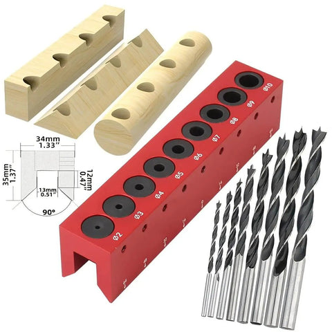 Pro Grade Drill Guide And Doweling Jig For Straight Holes With Perpendicular Entry Self Centering Drill Block Set