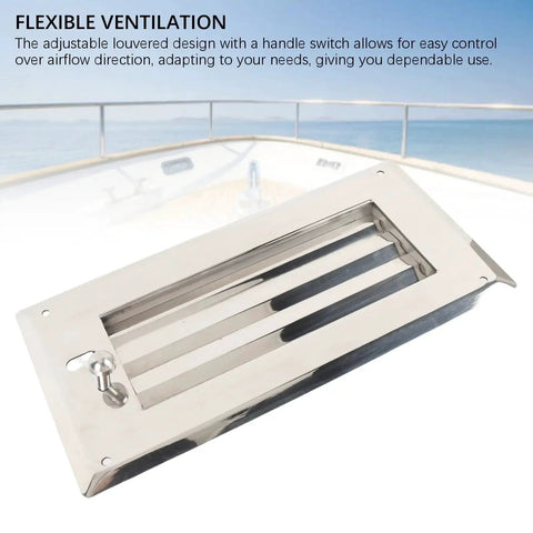 Jonlaki 316 stainless steel marine louvered vent with locking knob; mirror-polished, adjustable ventilation grille