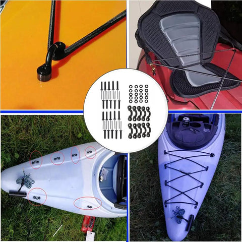 Pro Grade Kayak Pad Eye Rigging Kit With 10 Nylon Pad Eyes 20 Stainless Rivets And 20 Rubber Washers for securing gear on kayaks