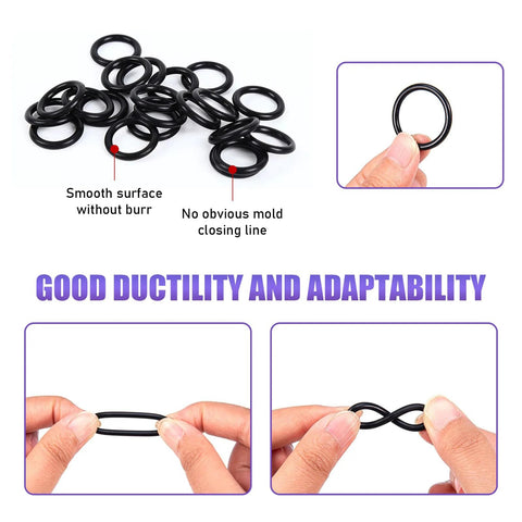 Povtii 300-Pc O-ring assortment kit with 18 sizes, black nitrile rubber automotive gasket seals
