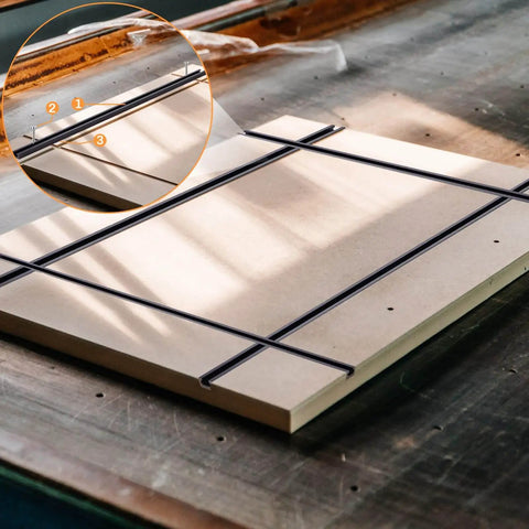 Four Pack 60-Inch Universal T Track Rails With Predrilled Holes installed on a wooden surface, showing use in woodworking projects.