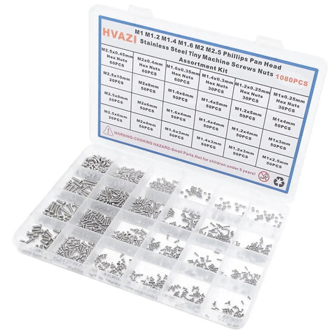 Metric Tiny Machine Screws And Nuts Set M1 M1.2 M1.4 M1.6 M2 M2.5 304 Stainless Steel Phillips Pan Head Assortment Kit