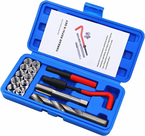 14 Piece M14 X 1.5 Thread Repair Kit With High Speed Steel Inserts And Red Handle, built for auto and home repairs.