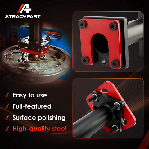 Rear Axle Bearing Puller And Installer Kit For ABS Tone Ring And Wheel Bearing Removal showing close-up of tool on steel part