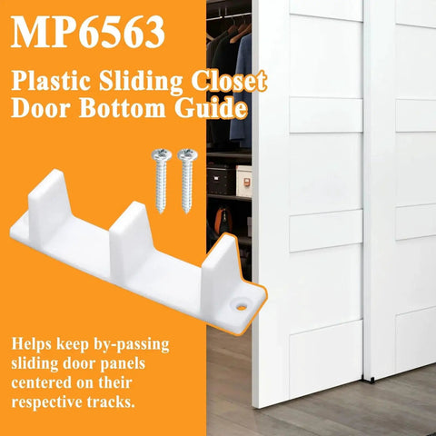 15 Piece Plastic Sliding Closet Door Bottom Guide Kit With Screws For Doors Measuring One And Three Eighths Inches Thick displayed
