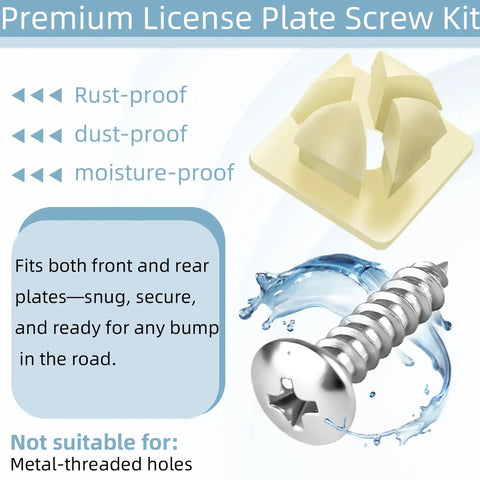 Set Of 20 License Plate Mounting Kit With Stainless Screws And Galvanized Nylon Bases featuring rust-proof components