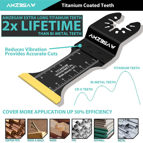 Titanium Oscillating Saw Blades 16 Piece Kit For Multitool Metal Wood Plastic Cutting High Hardness Titanium Coated Blades