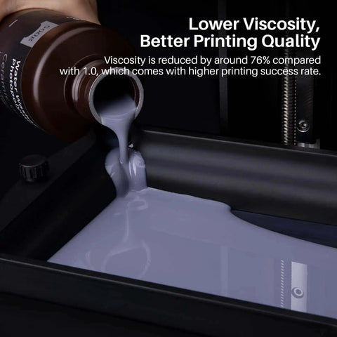 Pouring Water Washable Resin 2.0 For 405nm UV Curing into 3D printer tray, low viscosity, enhanced toughness, 2kg black bottle.