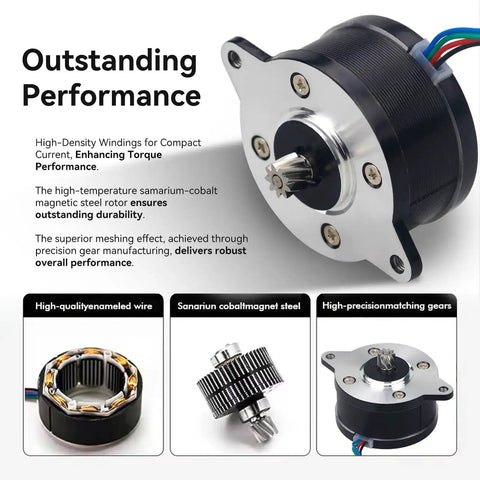 Extruder Motor For 3D Printer X1 X1C P1P P1S 36 Circular Stepper With 9 Tooth Helical Gear, highlighting high temperature tolerance and performance.