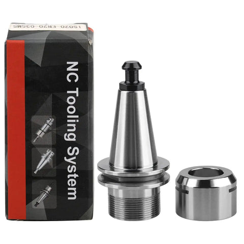 ISO20 ER20-35L Balance Collet Chuck G2.5 30000RPM CNC Tool Holder With Pull Stud in packaging next to components