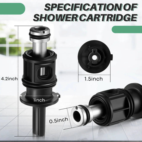 Front and side view of Replacement Shower Cartridge Compatible With Pfister Avante Series Lavatory Tub And Shower Faucets 9742920 S74-2920 Metal Stem For Durable Performance And Easy Operation By Dreyoo 1 Pack