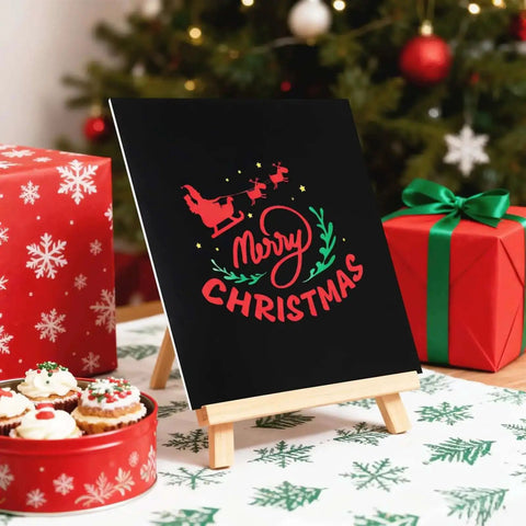 4 Pack 12 By 12 Inch Anodized Aluminum Sheets Black 0.03 Inch Thick 5052 Aluminum Alloy Engraving Plate with Merry Christmas design